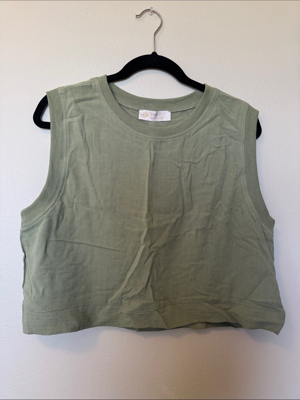 NWT Leela & Lavender Sage Green Cropped Tank Top